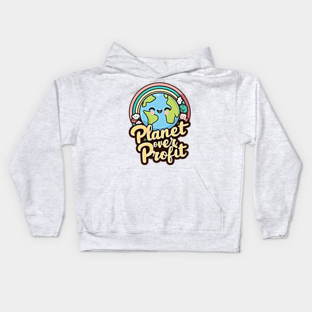 Planet Over Profit . EARTH DAY design Kids Hoodie by Apparels2022